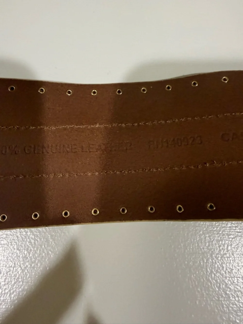 LOFT Taupe Wide Leather Belt with Gold Buckle